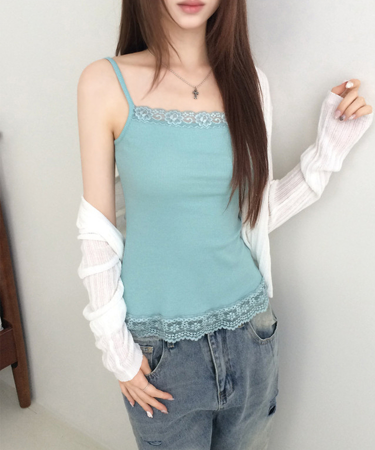 Nodress キャミソール レース レーススクエアネッククロップドキャミソール(7color)｜ノースリーブ