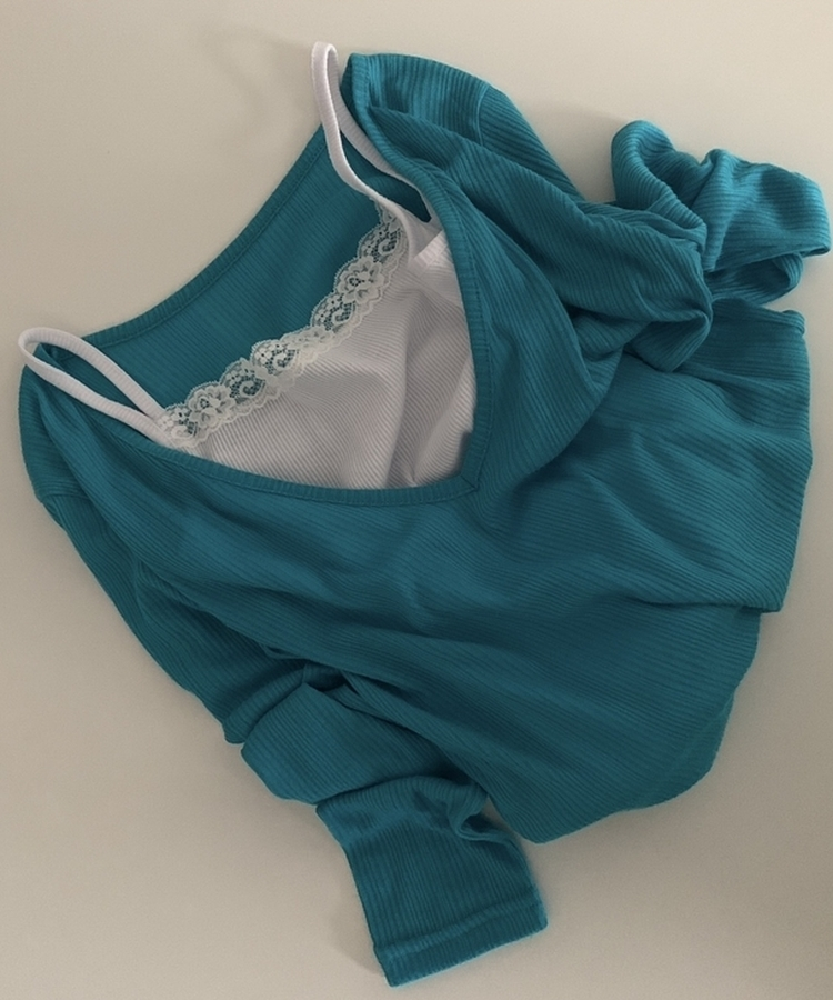 플리 딥브이 시스루 골지 긴팔티셔츠 8color