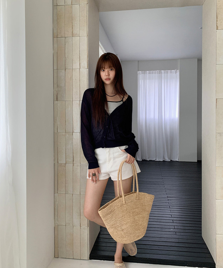 シアーVネックカーディガン NAVY