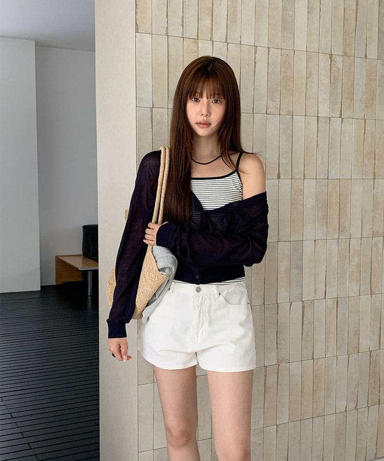 シアーVネックカーディガン NAVY