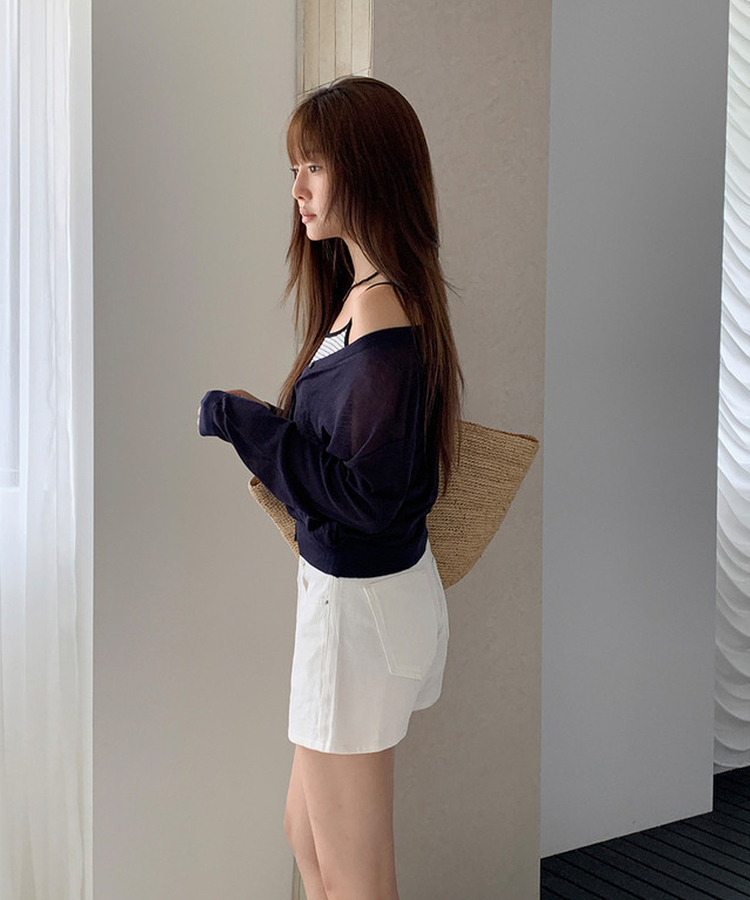 シアーVネックカーディガン NAVY