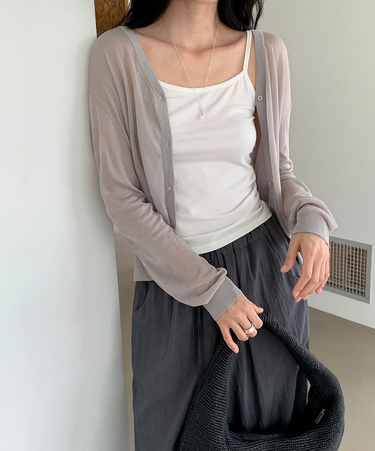 シアーVネックカーディガン GREY