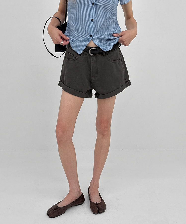ベルト付き】ロールアップショートパンツ(5color)｜ショートパンツ