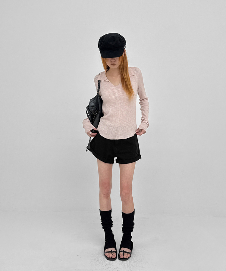 ベルト付き】ロールアップショートパンツ(5color)｜ショートパンツ