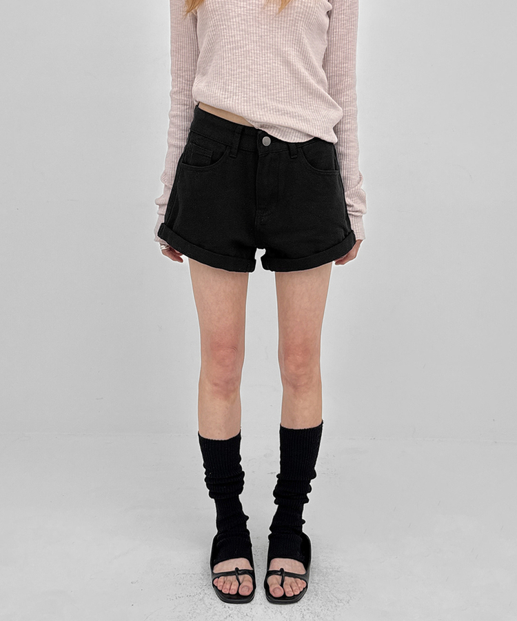 ベルト付き】ロールアップショートパンツ(5color)｜ショートパンツ