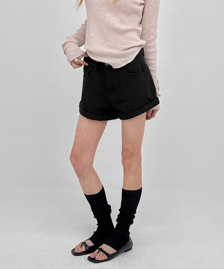 ベルト付き】ロールアップショートパンツ(5color)｜ショートパンツ