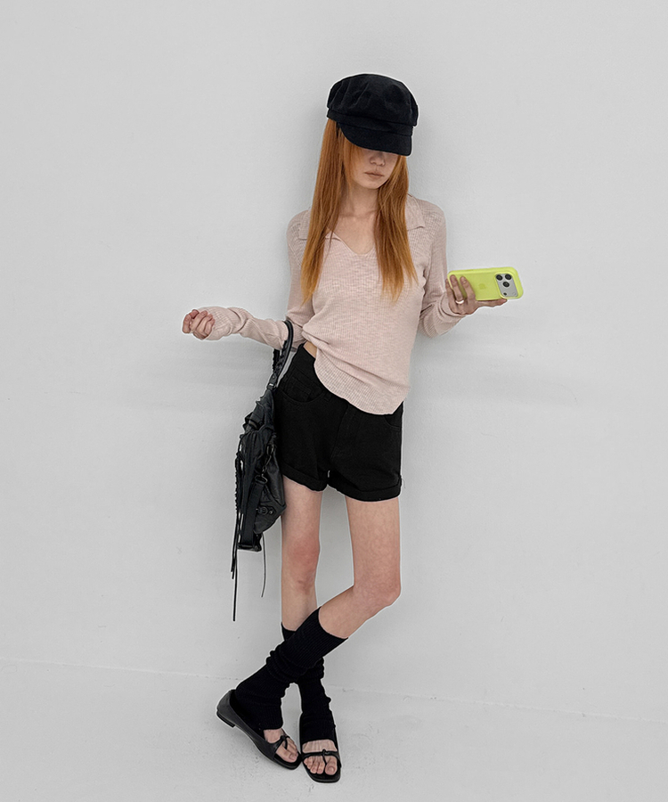ベルト付き】ロールアップショートパンツ(5color)｜ショートパンツ