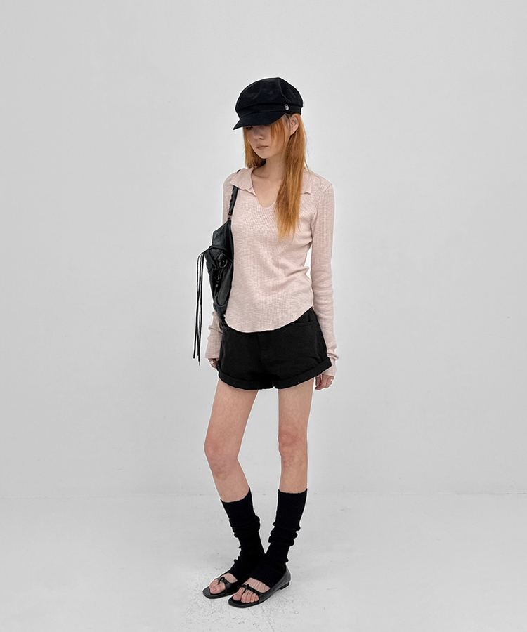 ベルト付き】ロールアップショートパンツ(5color)｜ショートパンツ