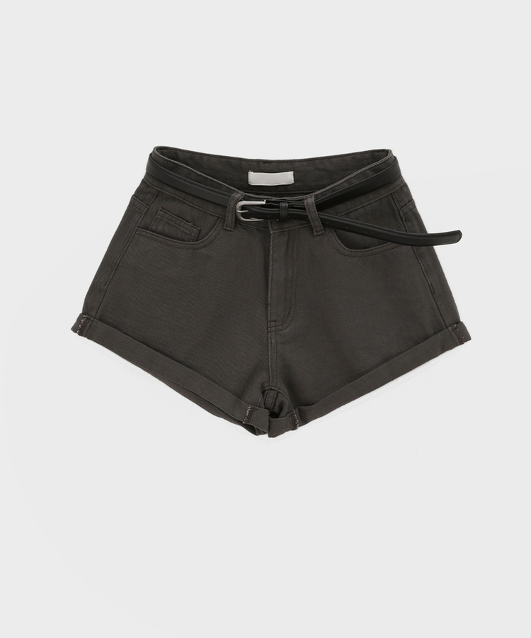 ベルト付き】ロールアップショートパンツ(5color)｜ショートパンツ