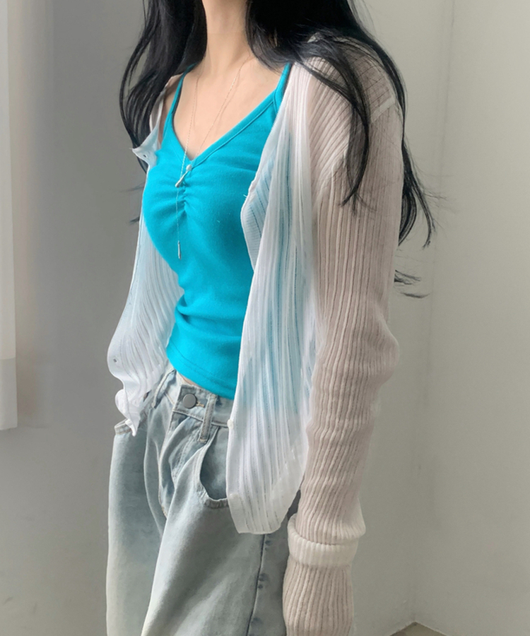 리브 여리핏 린넨골지 긴팔 니트가디건 6color 아이보리