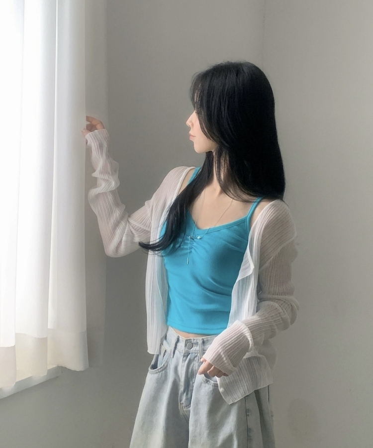 리브 여리핏 린넨골지 긴팔 니트가디건 6color 아이보리