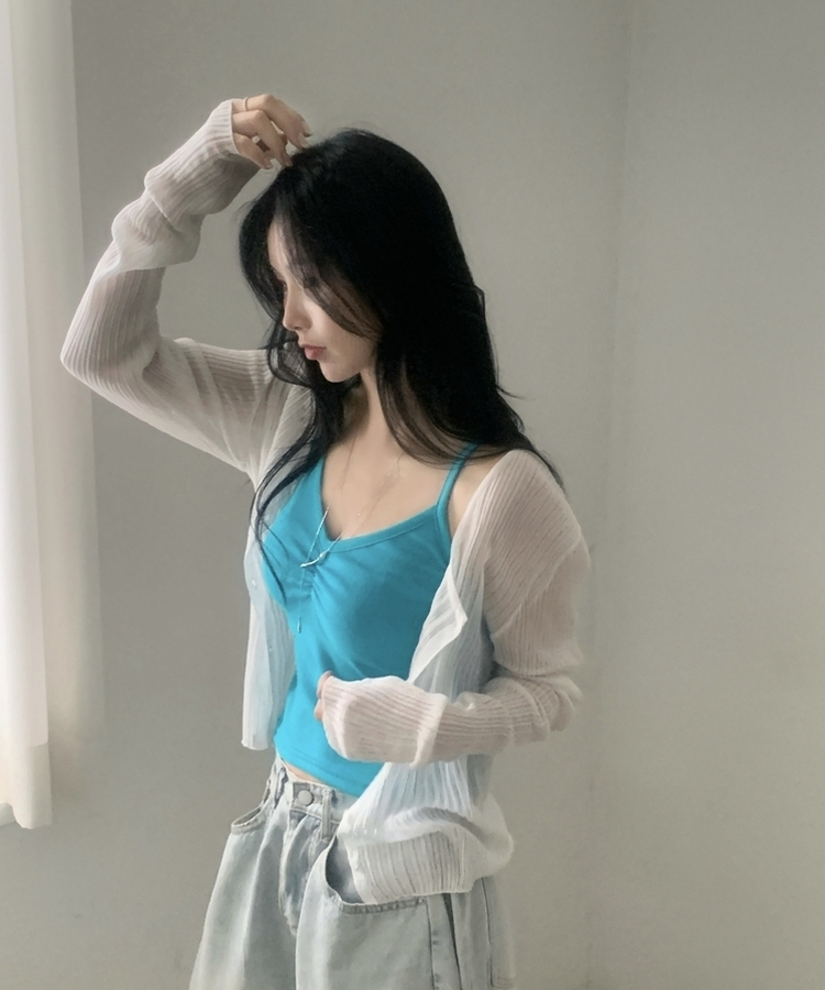 리브 여리핏 린넨골지 긴팔 니트가디건 6color 아이보리