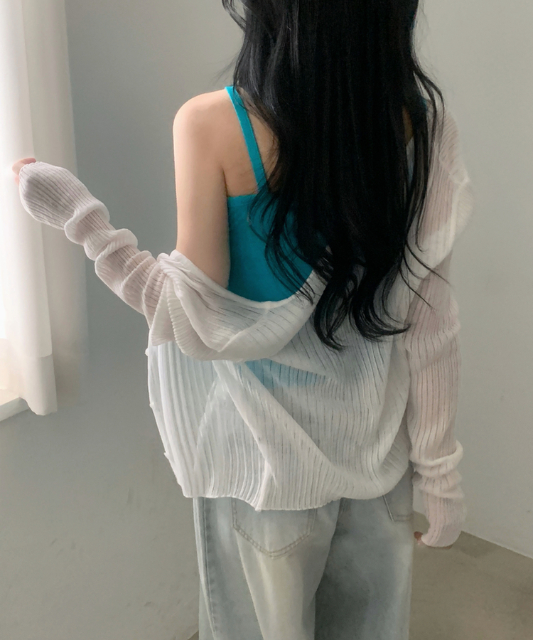 리브 여리핏 린넨골지 긴팔 니트가디건 6color 아이보리