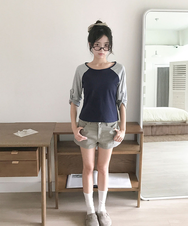 데라 로우라이즈 빈티지 워싱 카고 숏 팬츠 카키