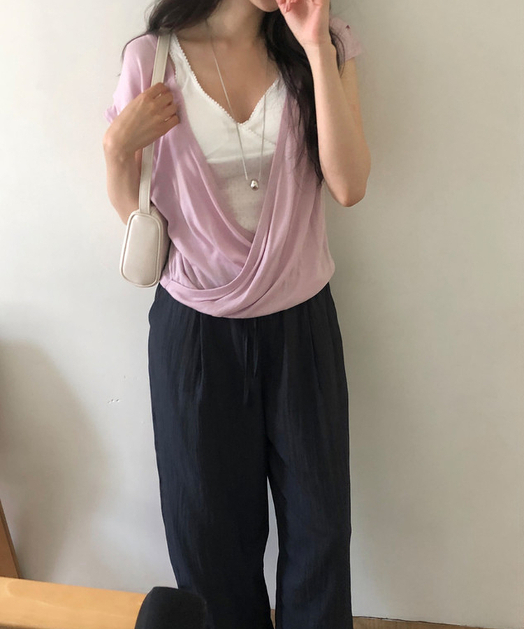 レイヤードバンディングパンツ NAVY