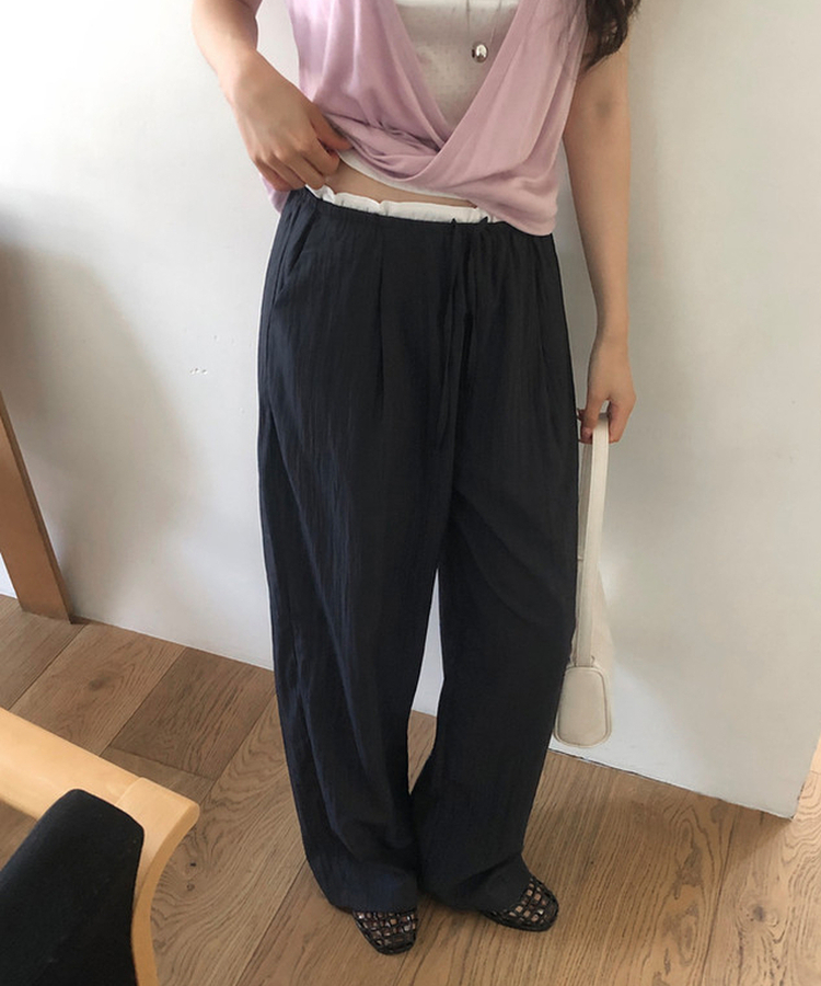 レイヤードバンディングパンツ NAVY
