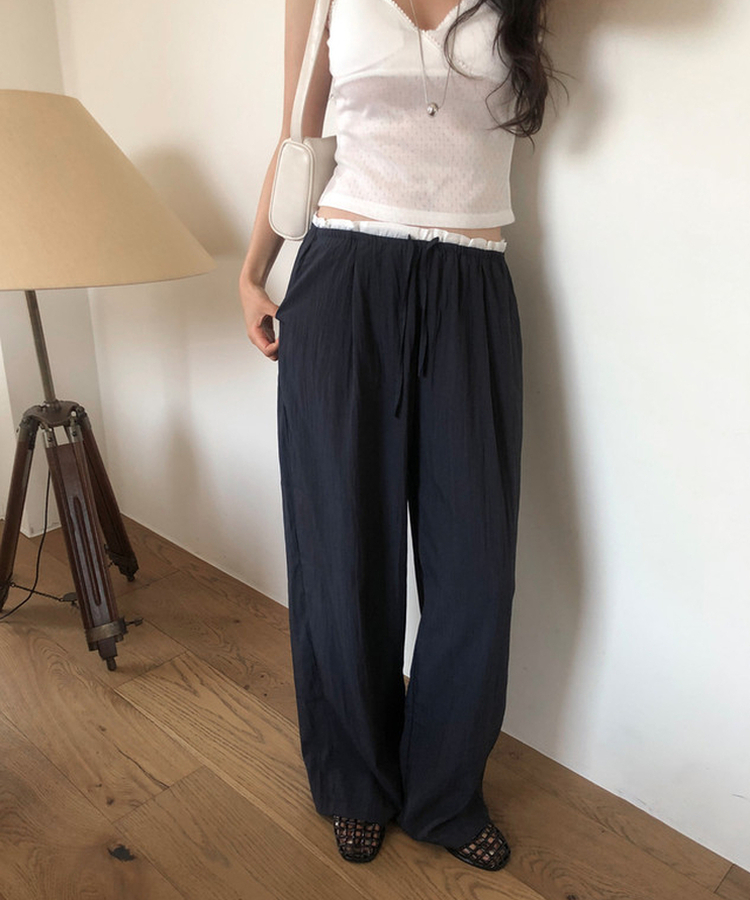 レイヤードバンディングパンツ NAVY