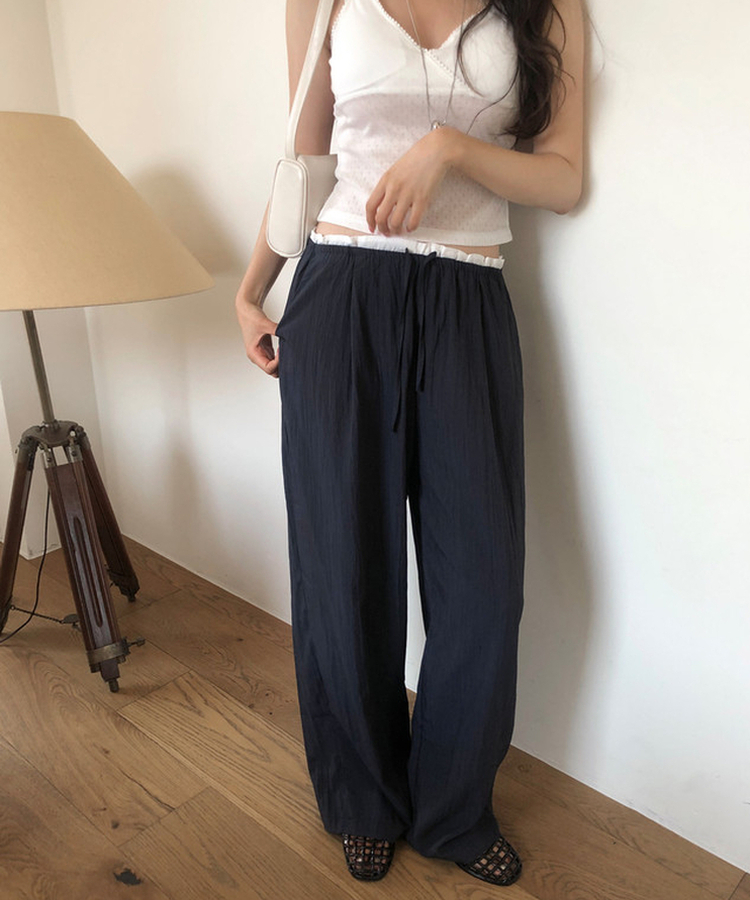 レイヤードバンディングパンツ NAVY