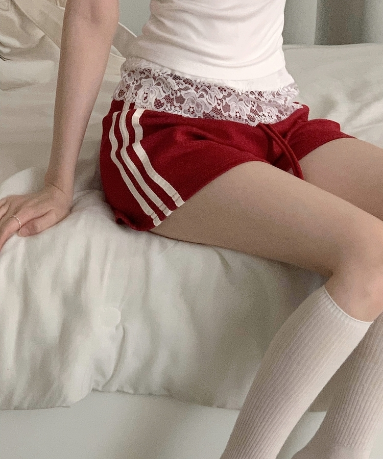 ラインバンディングトレーニングパンツ＋ショートパンツ RED