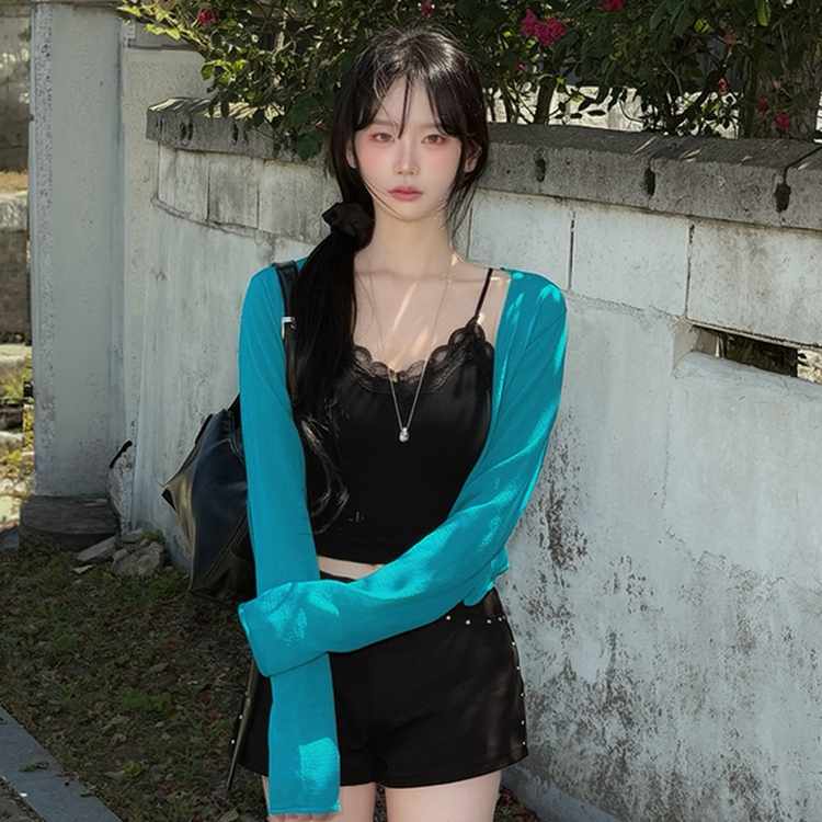 シースルークロップボレロカーディガン(6color) BLUE