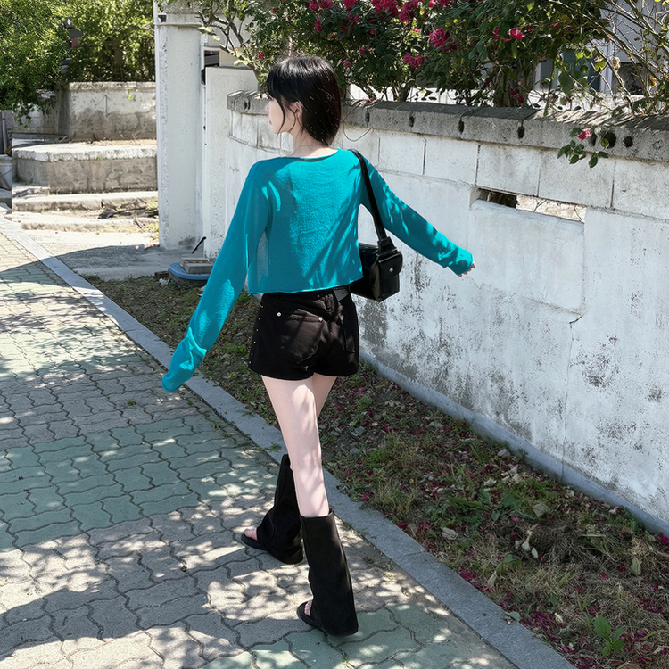 シースルークロップボレロカーディガン(6color) BLUE