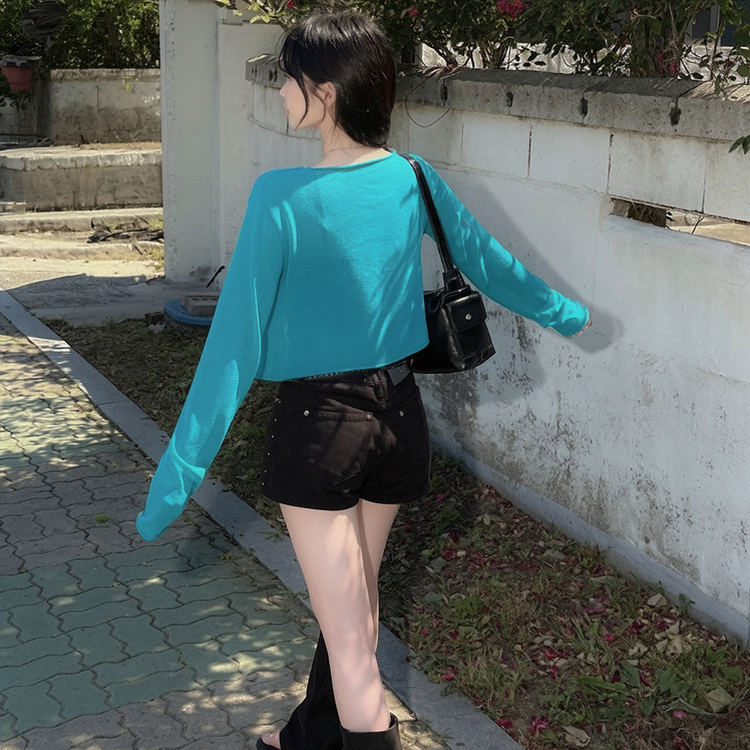 シースルークロップボレロカーディガン(6color) BLUE