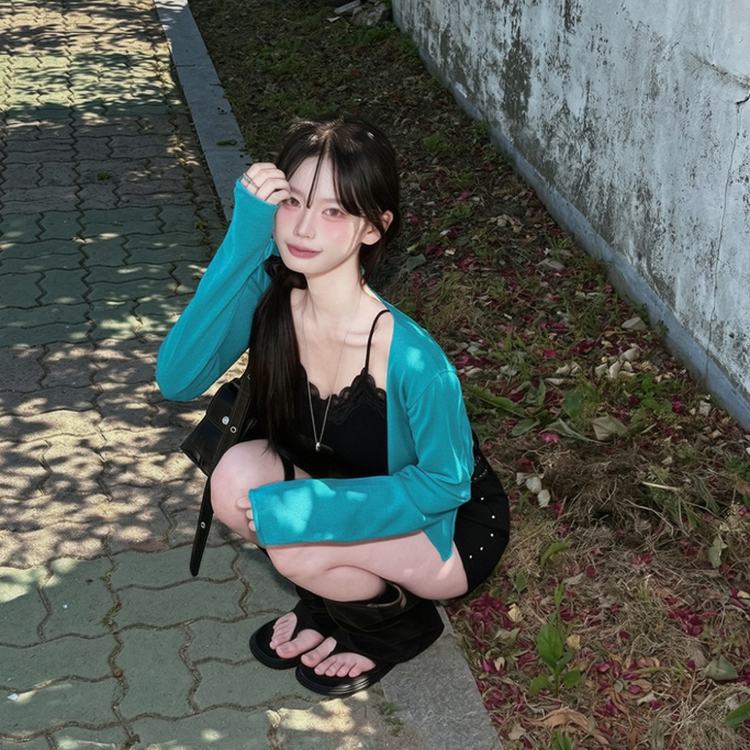 シースルークロップボレロカーディガン(6color) BLUE