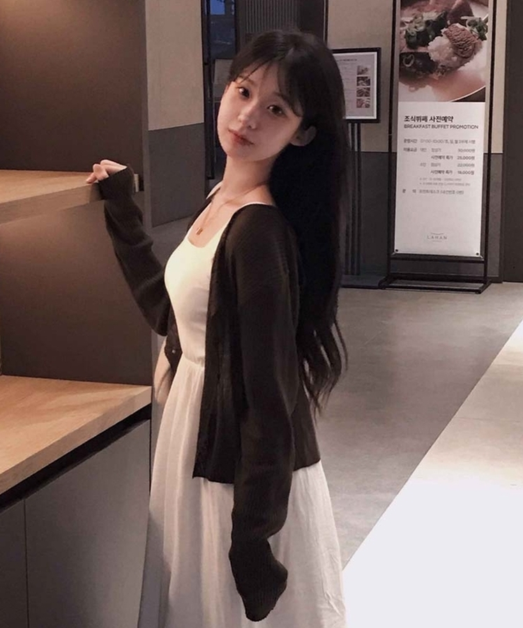 다채로운 색감팔레트 골지 라운드넥 루즈핏 긴팔 니트 가디건 진브라운