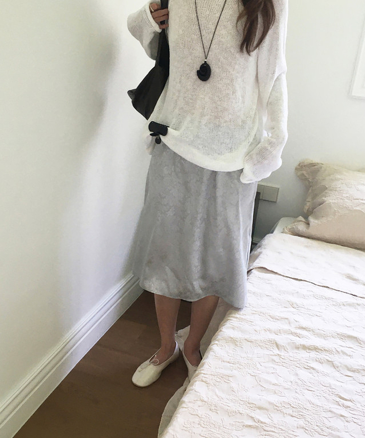 サテンミディスカート MINT GRAY