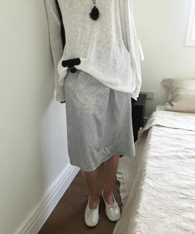 サテンミディスカート MINT GRAY