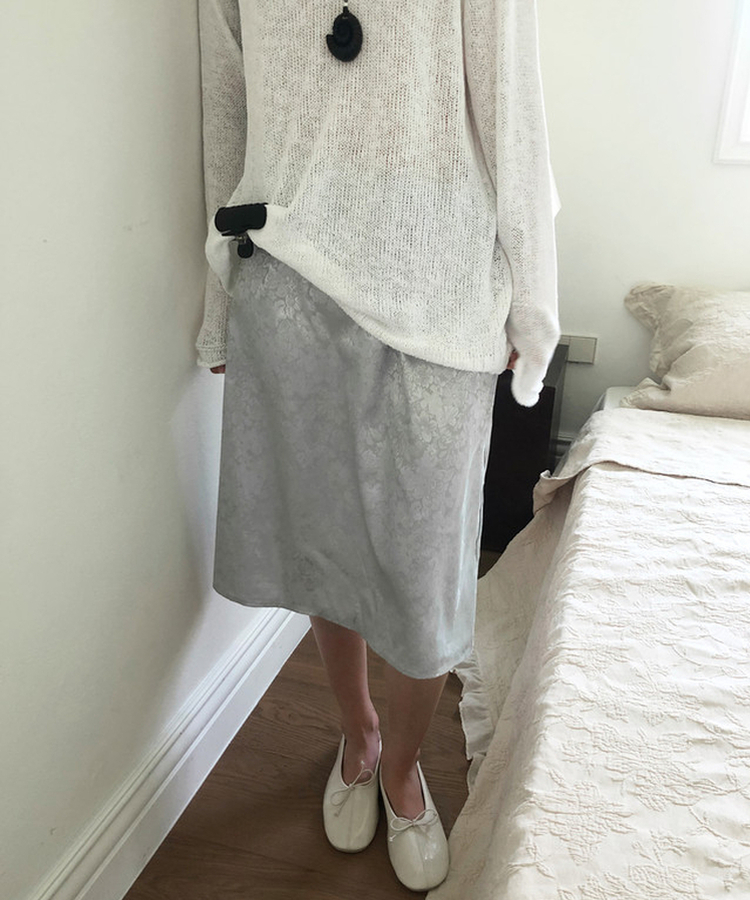 サテンミディスカート MINT GRAY
