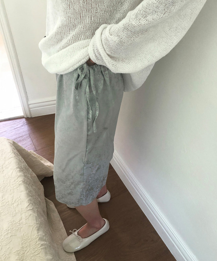 サテンミディスカート MINT GRAY