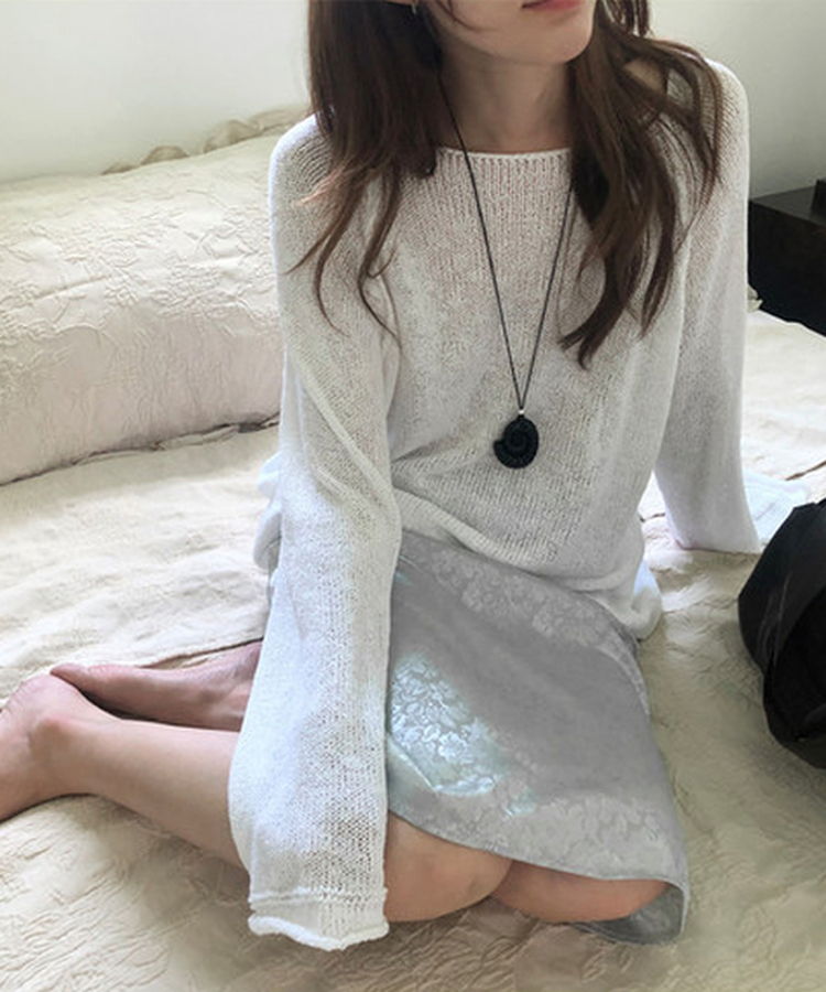 サテンミディスカート MINT GRAY