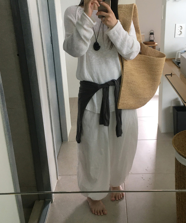 バンディングワイドハーレムパンツ(5color) WHITE