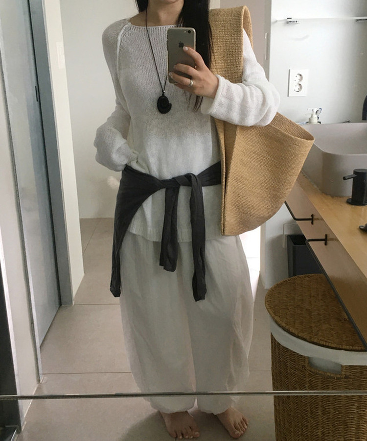 バンディングワイドハーレムパンツ(5color) WHITE