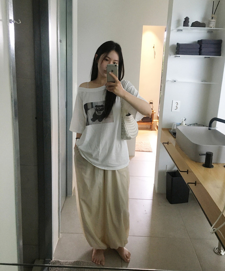バンディングワイドハーレムパンツ(5color) BEIGE