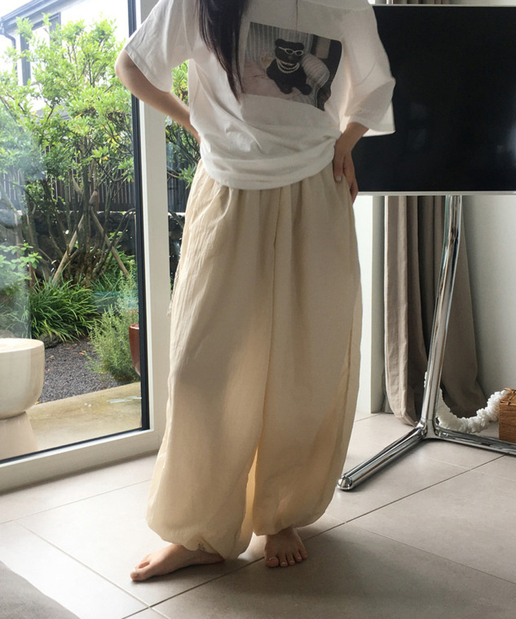バンディングワイドハーレムパンツ(5color) BEIGE