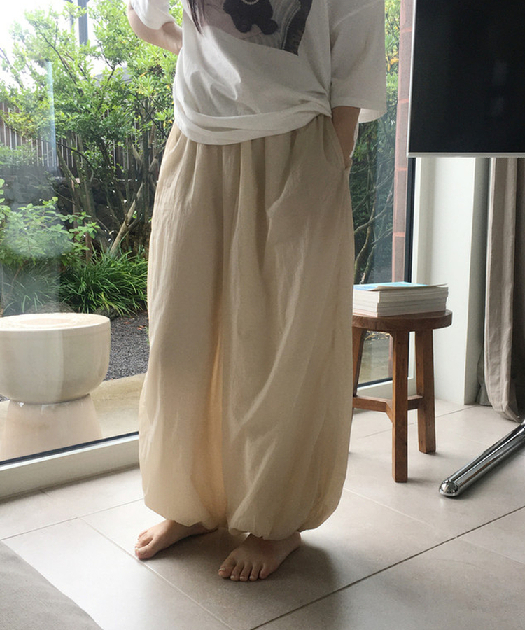 バンディングワイドハーレムパンツ(5color) BEIGE