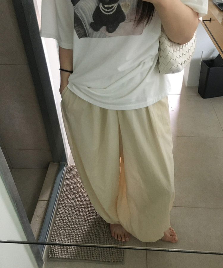 バンディングワイドハーレムパンツ(5color) BEIGE