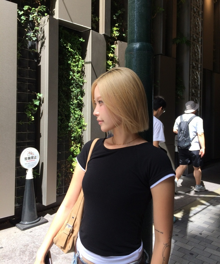 レイヤーベーシッククロップドTシャツ BLACK