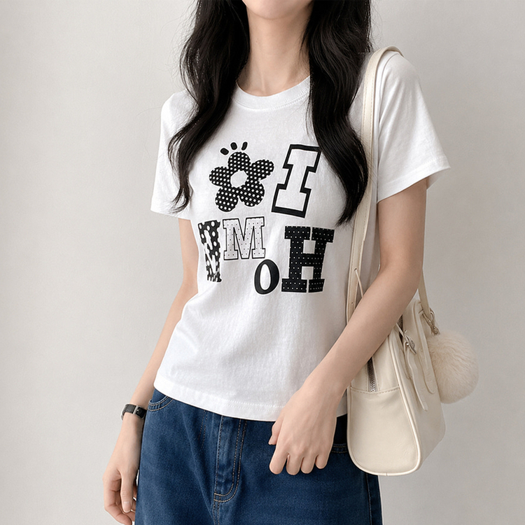 フラワークロップド半袖Tシャツ｜半袖Tシャツ｜韓国ファッション通販 SONA