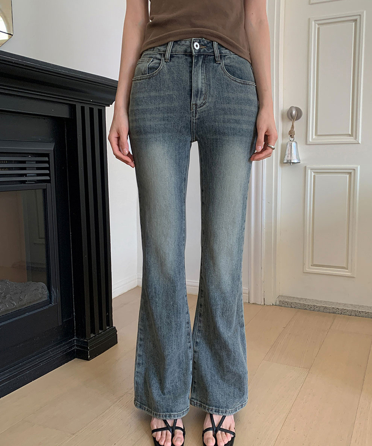 【丈別】ハイウエストブーツカットデニムパンツ VINTAGE BLUE