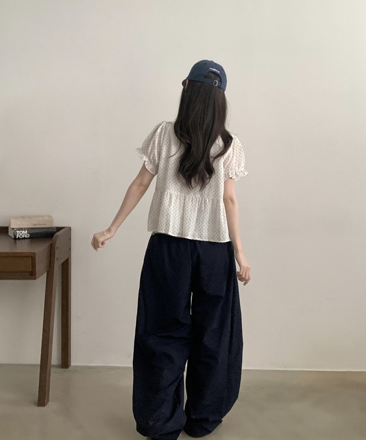 메시 밴딩핀턱 나일론 와이드 쿨링 롱팬츠 5color 네이비