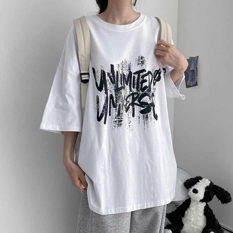 ヒップ丈オーバーサイズ半袖Tシャツ｜半袖Tシャツ｜韓国ファッション