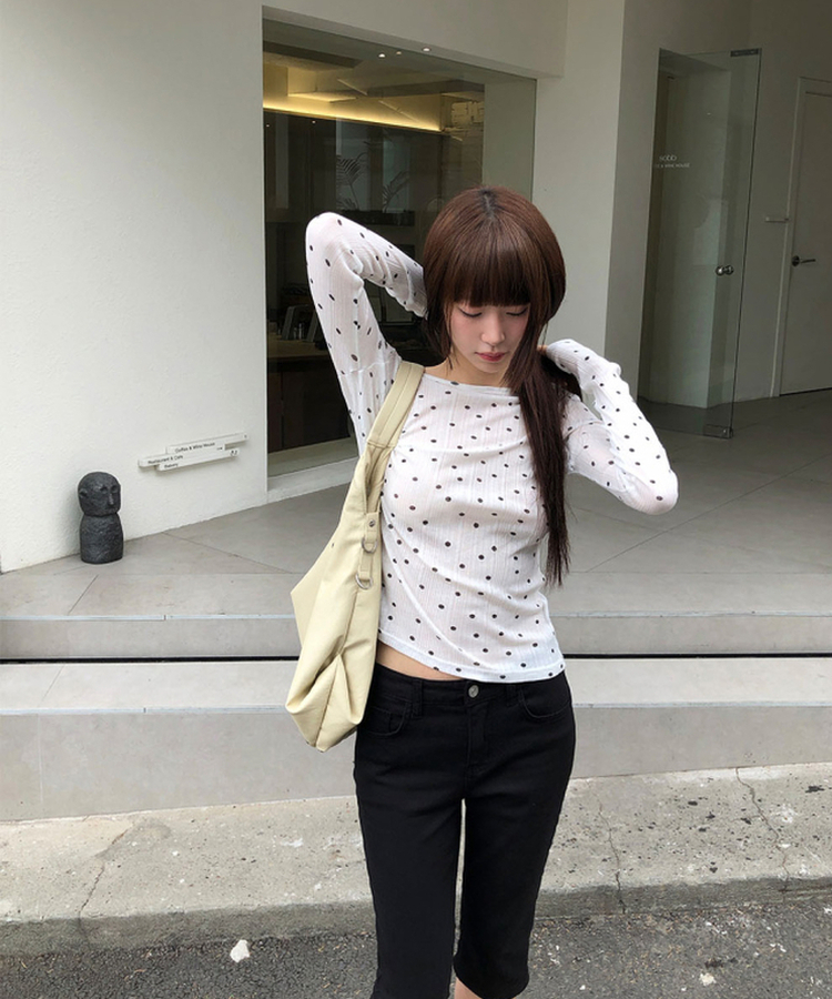 ドットシアーレイヤード長袖Tシャツ WHITE