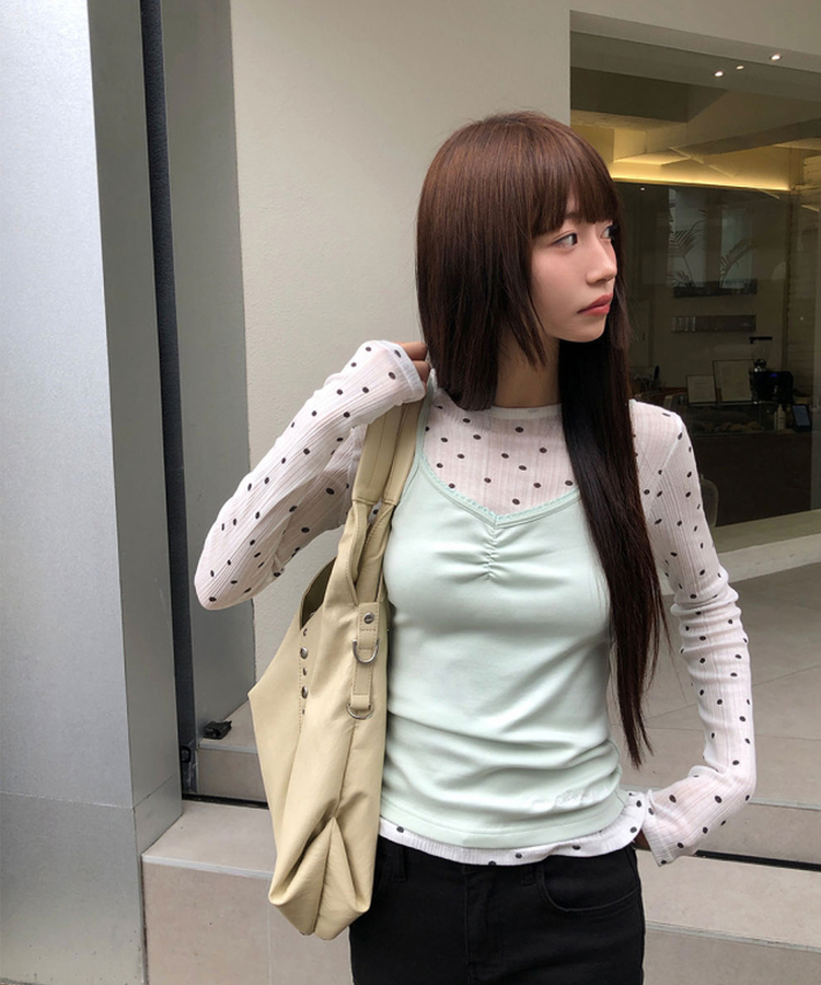ドットシアーレイヤード長袖Tシャツ WHITE