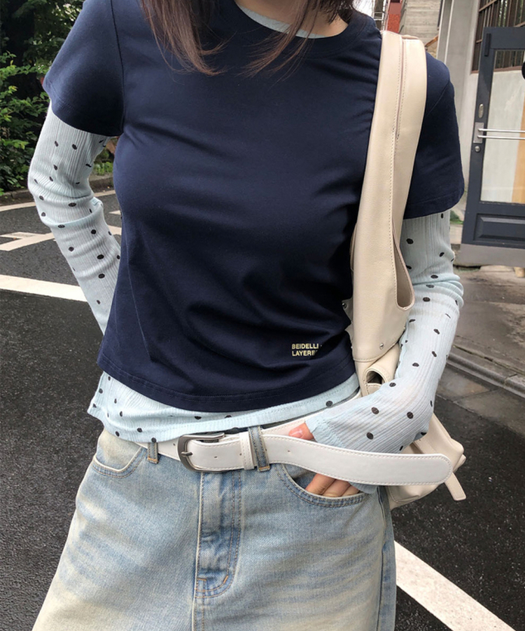 ドットシアーレイヤード長袖Tシャツ MINT