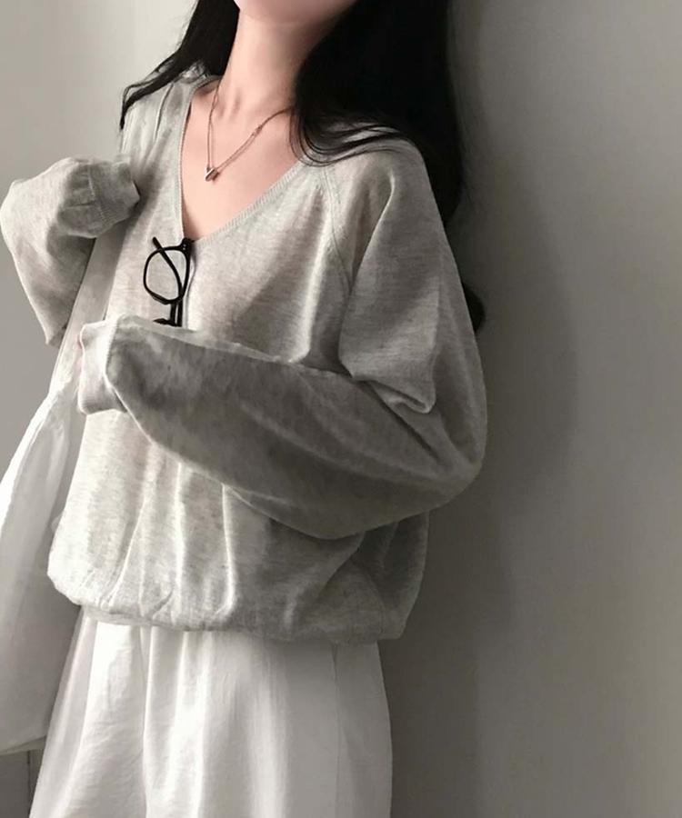 한여름까지 살탐방지모데 브이넥 썸머 루즈핏 얇은 긴팔 니트 린넨