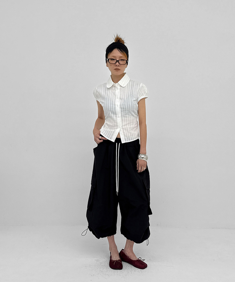 ナイロンカーゴ7分丈パンツ BLACK