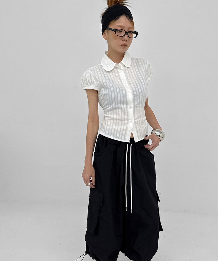 ナイロンカーゴ7分丈パンツ BLACK